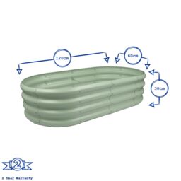 Harbour Housewares Raised Garden Beds - 2x Rounded Bottomless Galvanised Steel Planter 120 x 60cm in Silver - Size: 120 x 60 cm - thumbnail 3