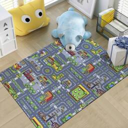 Kelvenix Kids Play Mat - Town Road Map 80x120cm - Size: 100 cm x 100 cm - thumbnail 1