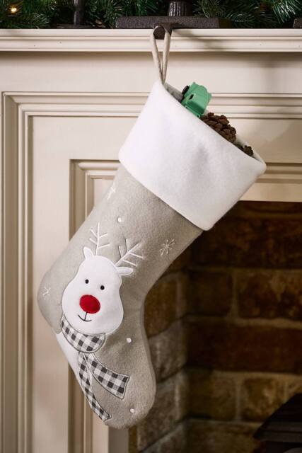 Dibor Luxury Grey Reindeer Xmas Tree Christmas Gift Bag Christmas Stocking - Size: Medium - image 1