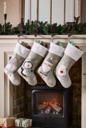 Dibor Luxury Grey Reindeer Xmas Tree Christmas Gift Bag Christmas Stocking - Size: Medium - thumbnail 3