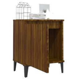 Berkfield Home Sturdy Bed Cabinet with Metal Legs Brown Oak 40x30x50 cm - Size: 40 x 30 x 50 cm - thumbnail 4