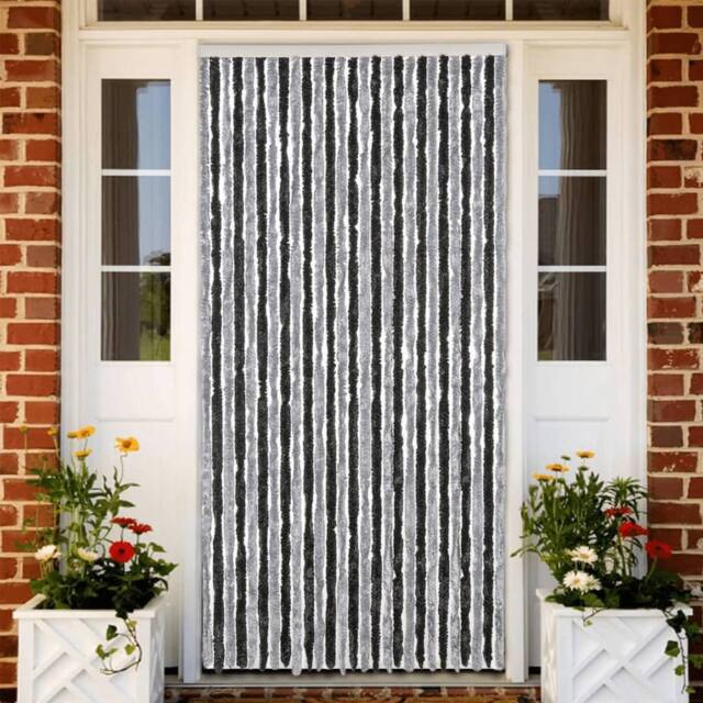 Berkfield Home Fly Curtain Grey & Black 118x220 cm Chenille - image 1