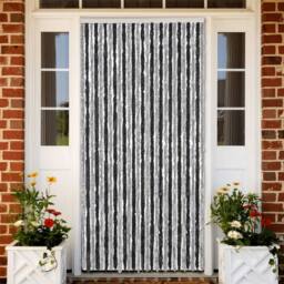 Berkfield Home Fly Curtain Grey & Black 118x220 cm Chenille - thumbnail 1