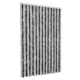 Berkfield Home Fly Curtain Grey & Black 118x220 cm Chenille - thumbnail 2