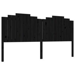 Berkfield Home Beautiful Bed Headboard Black 206x4x110 cm Solid Wood Pine - Size: 206 x 4 x 110 cm - thumbnail 3
