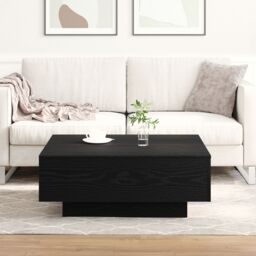 Berkfield Home Black Oak Coffee Table - 80x80x31 cm Made of Engineered Wood - Size: 80 x 80 x 31 cm - thumbnail 4