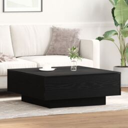 Berkfield Home Black Oak Coffee Table - 80x80x31 cm Made of Engineered Wood - Size: 80 x 80 x 31 cm - thumbnail 1