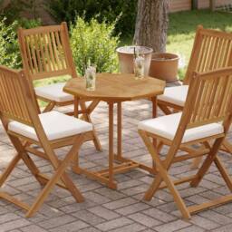 Berkfield Home Table Top 70x70x2.5 cm Octagonal Solid Wood Teak in Brown - thumbnail 2