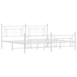 Berkfield Home Metal Bed Frame without Mattress with Footboard White 193x203cm - Size: 193x203 cm - thumbnail 4