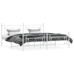 Berkfield Home Metal Bed Frame without Mattress with Footboard White 193x203cm - Size: 193x203 cm - thumbnail 3