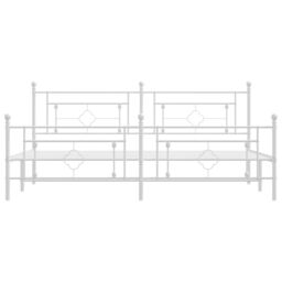 Berkfield Home Metal Bed Frame without Mattress with Footboard White 193x203cm - Size: 193x203 cm - thumbnail 5