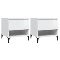 Berkfield Home Side Tables 2 pcs High Gloss White 50x46x50 cm Engineered Wood - Size: 50 x 46 x 50 cm - thumbnail 2