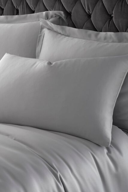 Catherine Lansfield 'Silky Soft Satin' Standard Pillowcase Pair in Silver - Size: Standard Pillow Case - image 1