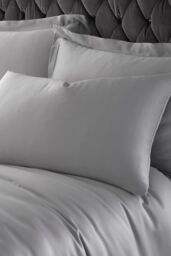 Catherine Lansfield 'Silky Soft Satin' Standard Pillowcase Pair in Silver - Size: Standard Pillow Case