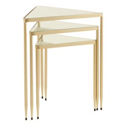 Orsina Set of 3 Triangle Nesting Tables, Gold Side Tables With Mirrored Tops, Sleek Triangle End Tables, Accent Tables - thumbnail 2
