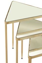 Orsina Set of 3 Triangle Nesting Tables, Gold Side Tables With Mirrored Tops, Sleek Triangle End Tables, Accent Tables - thumbnail 6