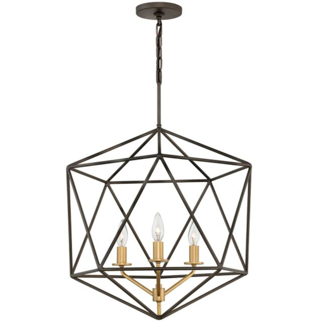 Loops 3 Bulb Chandelier Gold Coloured Lamp Holders Metallic Matte Bronze LED E14 60W