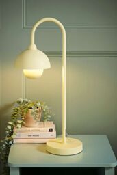 ValueLights Tilly Pastel Arched Dome Shade Metal Table Lamp in Yellow - thumbnail 1