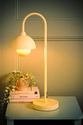 ValueLights Tilly Pastel Arched Dome Shade Metal Table Lamp in Yellow - thumbnail 2