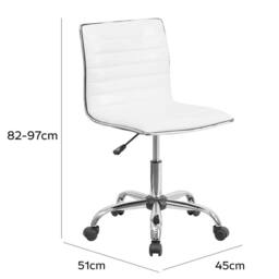 Havendro White PU Leather Adjustable Swivel Executive Office Chair Padded - thumbnail 2