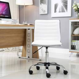 Havendro White PU Leather Adjustable Swivel Executive Office Chair Padded - thumbnail 4