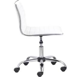 Havendro White PU Leather Adjustable Swivel Executive Office Chair Padded