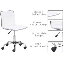 Havendro White PU Leather Adjustable Swivel Executive Office Chair Padded - thumbnail 3