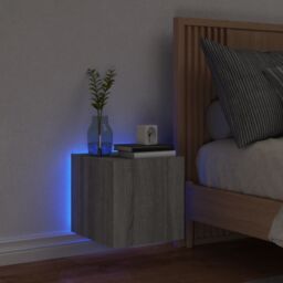 Berkfield Home TV Wall Cabinet with LED Lights Grey Sonoma 30.5x35x30 cm - thumbnail 4