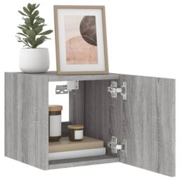 Berkfield Home TV Wall Cabinet with LED Lights Grey Sonoma 30.5x35x30 cm - thumbnail 7