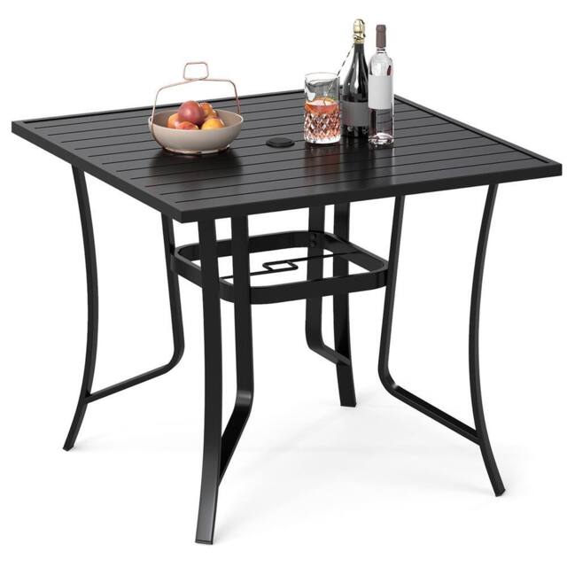 Costway 91CM Square Patio Table for 4 Outdoor Metal Dining Table in Black - image 1