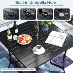 Costway 91CM Square Patio Table for 4 Outdoor Metal Dining Table in Black - thumbnail 3