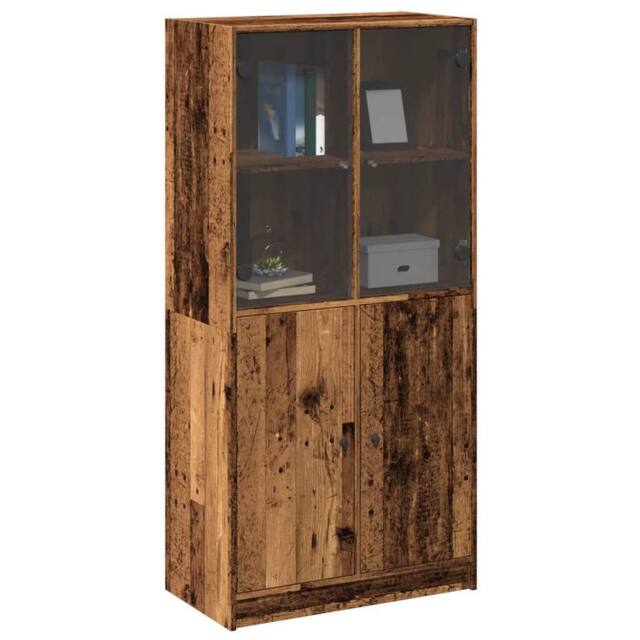 Berkfield Home Highboard with Doors Old Wood 68x37x142 cm Engineered Wood in Brown - Size: 68 x 37 x 142 cm - image 1