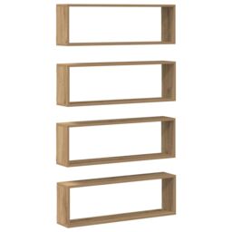 Berkfield Home Wall Shelf Set of 4 Artisan oak Engineered wood 80 x 15 x 26 cm in Brown - thumbnail 6