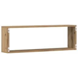 Berkfield Home Wall Shelf Set of 4 Artisan oak Engineered wood 80 x 15 x 26 cm in Brown - thumbnail 7