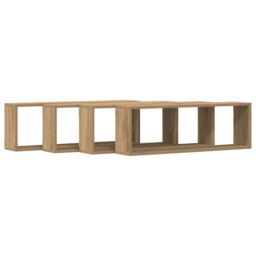 Berkfield Home Wall Shelf Set of 4 Artisan oak Engineered wood 80 x 15 x 26 cm in Brown - thumbnail 5