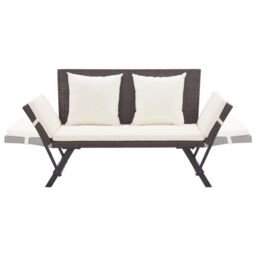 Berkfield Home Garden Bench with Cushions Brown 176 cm Poly Rattan - thumbnail 5