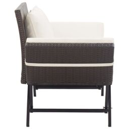 Berkfield Home Garden Bench with Cushions Brown 176 cm Poly Rattan - thumbnail 3