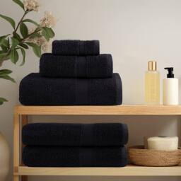 Berkfield Home 6 Piece Premium Towel Set SOLUND Black 600 gsm - thumbnail 3
