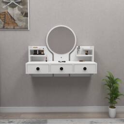 Destina Home Cosmo Makeup Vanity Table with Mirror in White - Size: 1 Pack - thumbnail 4