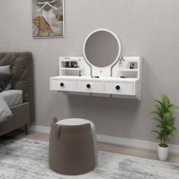Destina Home Cosmo Makeup Vanity Table with Mirror in White - Size: 1 Pack - thumbnail 2