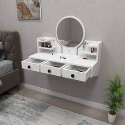 Destina Home Cosmo Makeup Vanity Table with Mirror in White - Size: 1 Pack - thumbnail 3