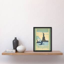Artery8 Rachael R Elmer Statue of Liberty Vintage Postcard Framed Art Print in Green - Size: A3 - thumbnail 2