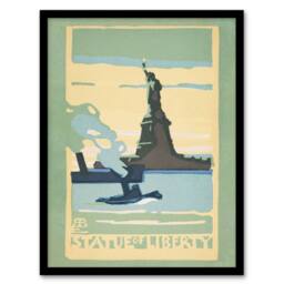 Artery8 Rachael R Elmer Statue of Liberty Vintage Postcard Framed Art Print in Green - Size: A3 - thumbnail 1