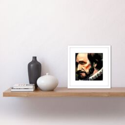 Artery8 William Shakespeare Oil Portrait Painting Square Wooden Framed Wall Art Print Picture 8X8 Inch in White - thumbnail 2