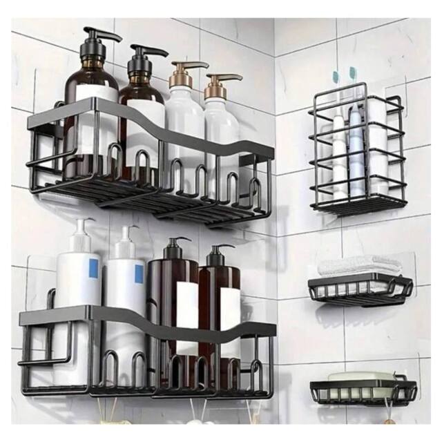 Dragodirect Shower Caddy Set 5-Pack Rustproof No Drill Bathroom Organizer in Black - image 1