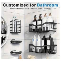 Dragodirect Shower Caddy Set 5-Pack Rustproof No Drill Bathroom Organizer in Black - thumbnail 2
