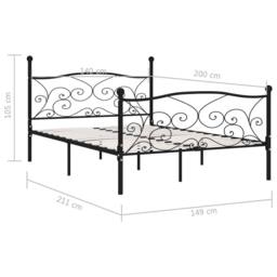 Berkfield Home Bed Frame with Slatted Base Black Metal 140x200 cm - thumbnail 5