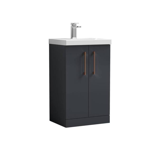 Balterley Modern Bathroom 2 Soft Close Door Vanity Unit Basin, Dark Grey, 500mm in Grey - image 1