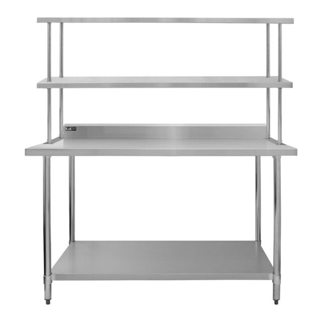 Monstershop 5ft Catering Bench With Double Over-Shelf in Silver - image 1