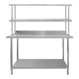 Monstershop 5ft Catering Bench With Double Over-Shelf in Silver